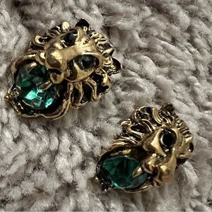 Gold Lion Head Earrings